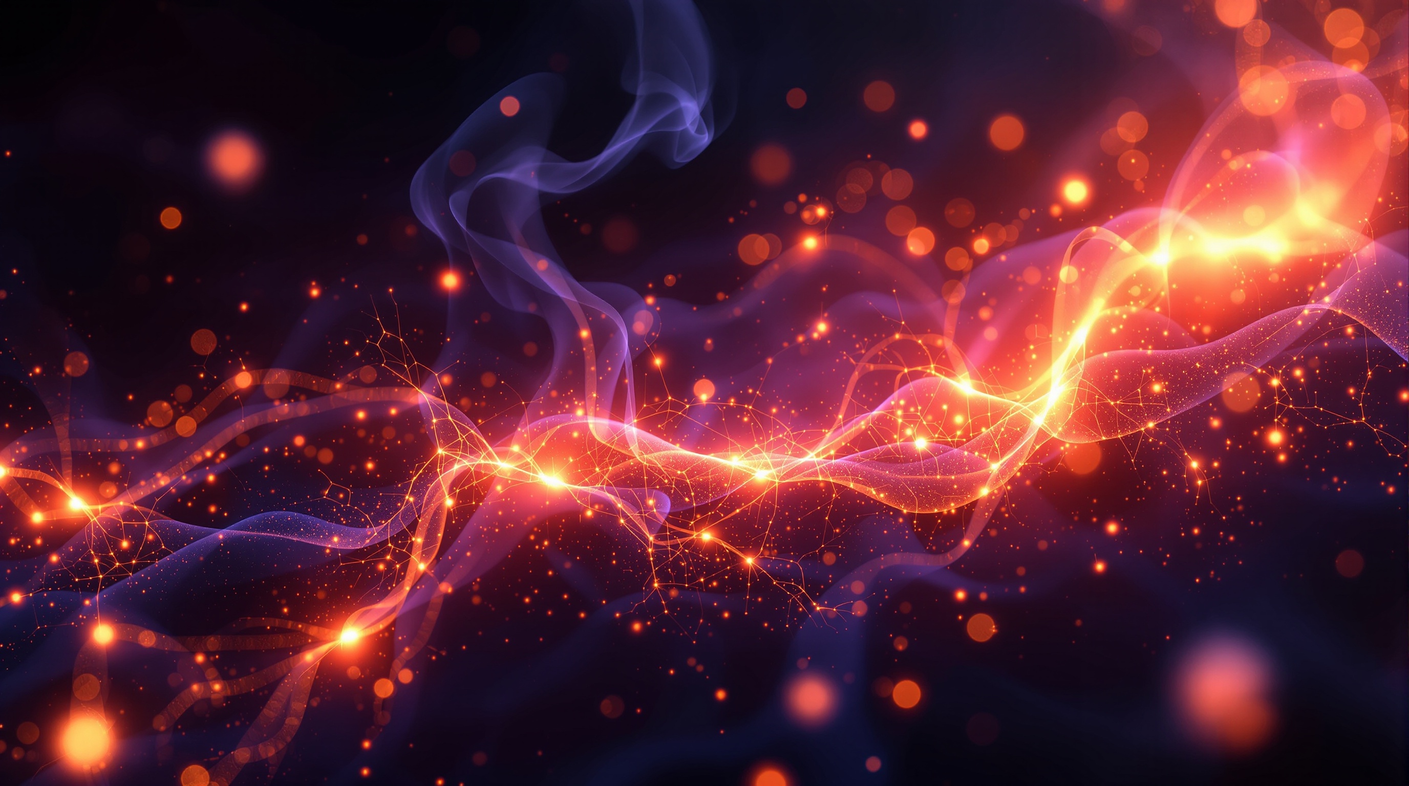 Inflammaging — a low, sterile ember-glow smoldering through an aging network of light